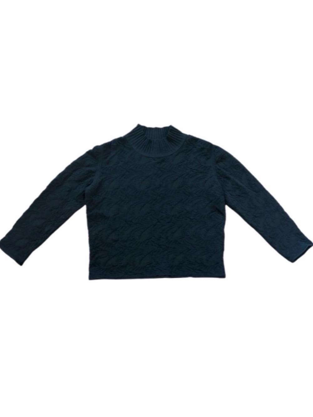 Alexander Wang Textured Crop Top Sweater Small Black Mock Neck Designer